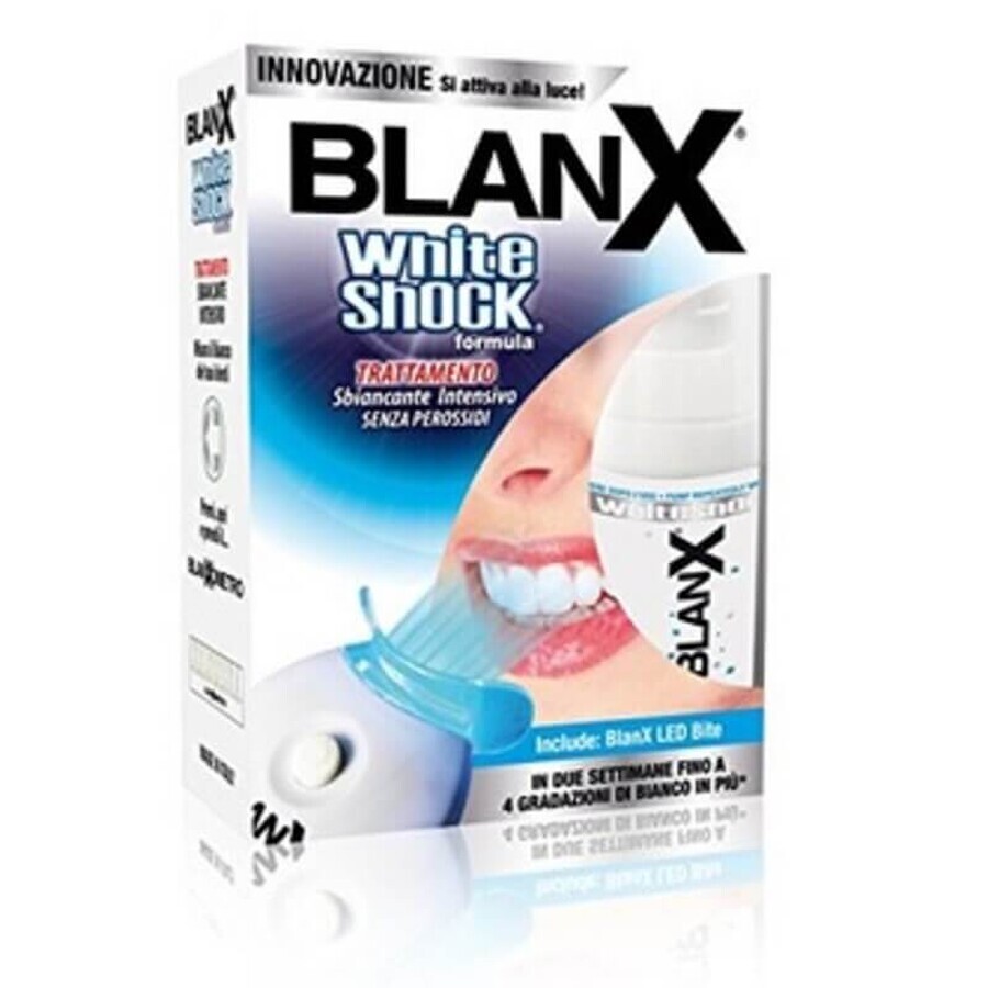 Tratament intensiv pentru albirea dintilor fara Peroxid Blanx White Shock, 30 ml + Blanx Led, Coswell