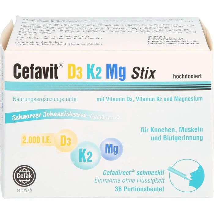 CEFAVIT D3 K2 Mg 2.000 I.E. Stix Granulat 36 St