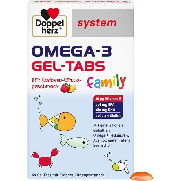 DOPPELHERZ Omega-3 Gel-Tabs family Erdb.Cit.system 60 St