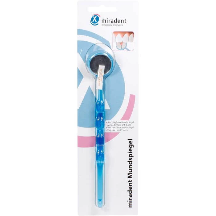 MIRADENT Mundspiegel beschlagsfrei blau transp. 1 St