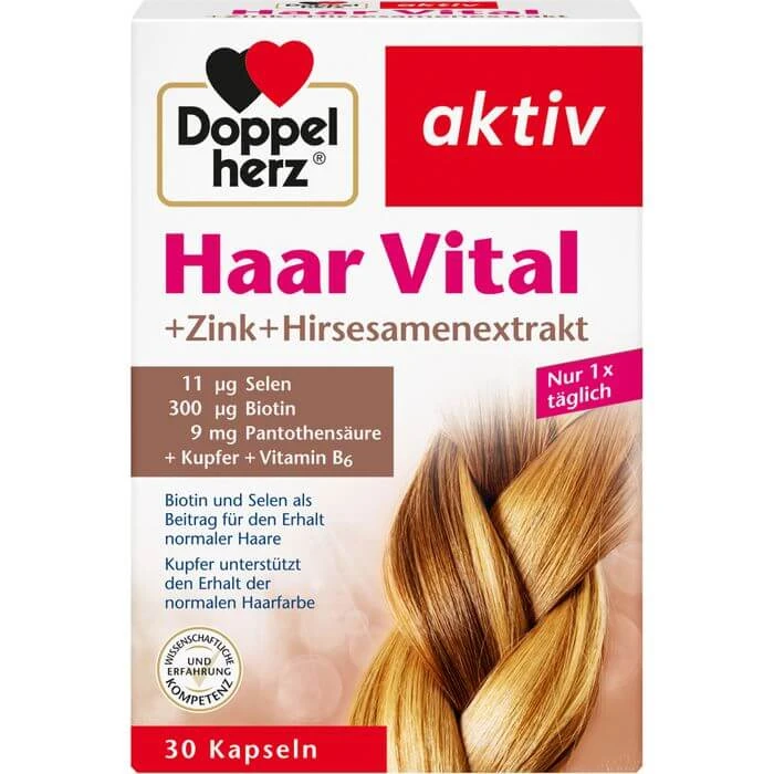 DOPPELHERZ Haar Vital+Zink+Hirse Kapseln 30 St