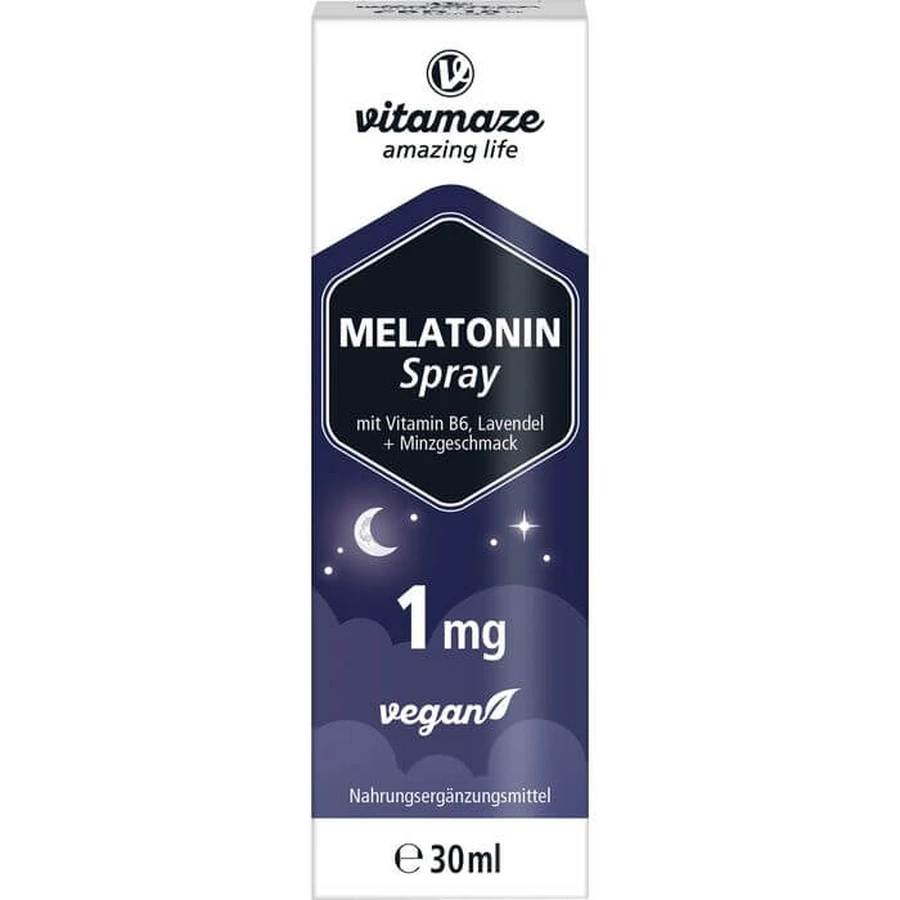 MELATONIN 1 mg hochdosiert vegan Spray 30 ml