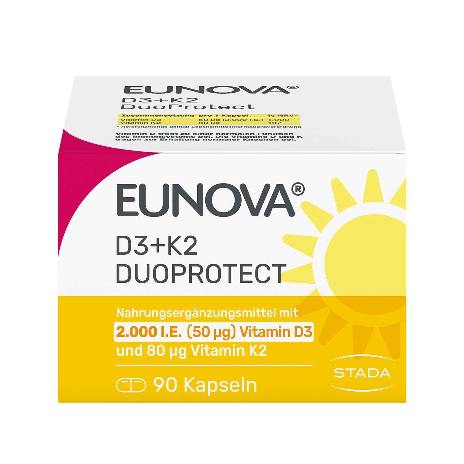 EUNOVA DuoProtect D3+K2 2000 I.E./80 µg Kapseln 90 St