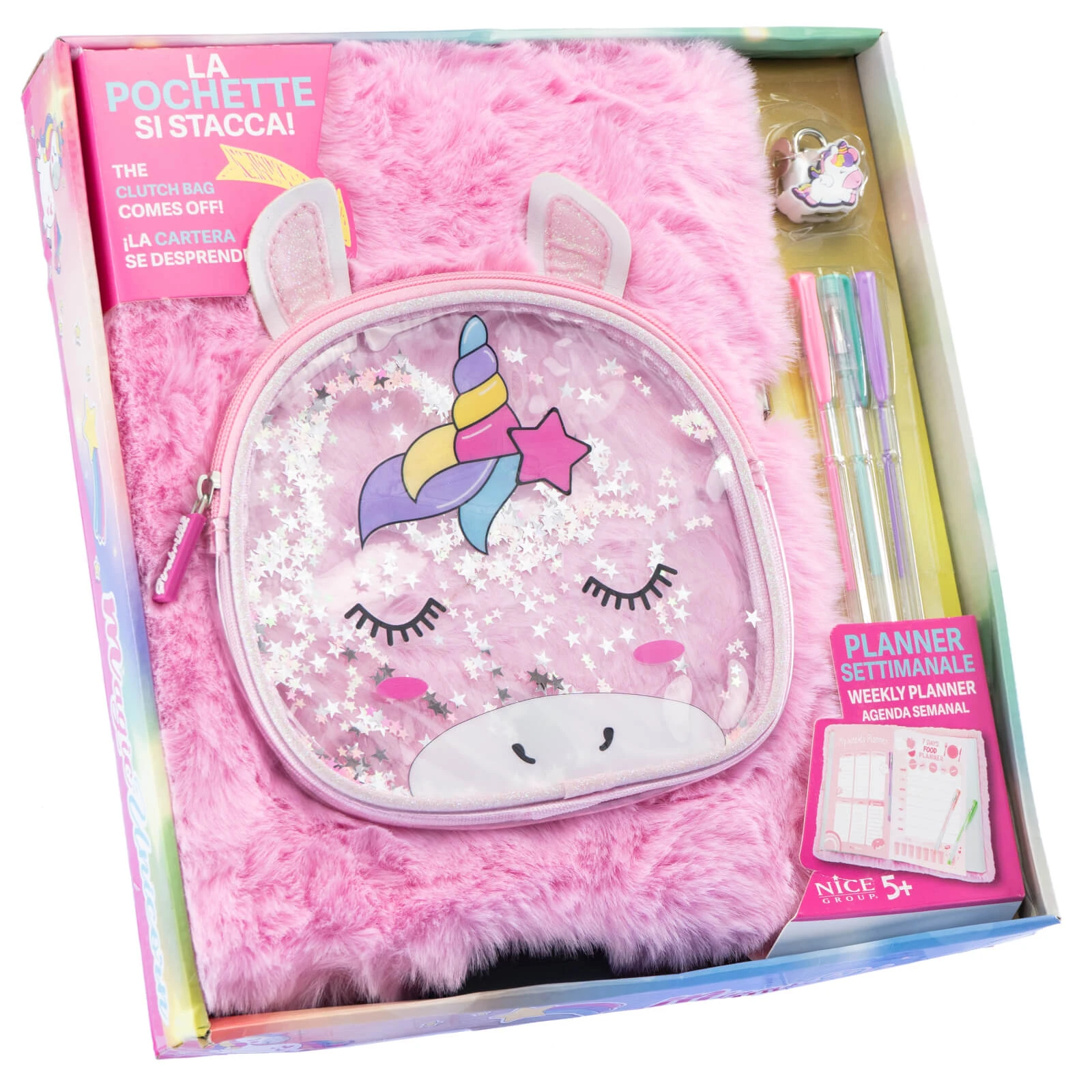 Girabrilla - Einhorn Magic Riesentagebuch mit flauschigem Einband und abnehmbarem Etui