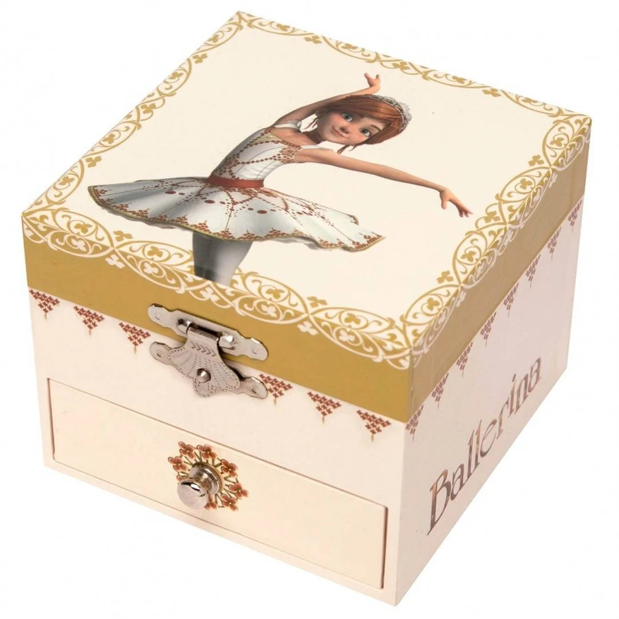 Caja de música cúbica "Bailarina" con cajón