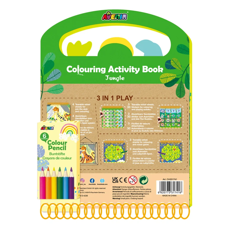 Carte portabila cu activitati de colorat - Jungla