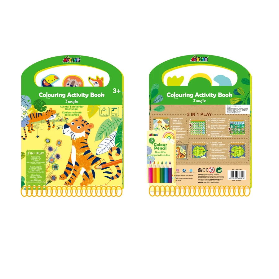 Carte portabila cu activitati de colorat - Jungla