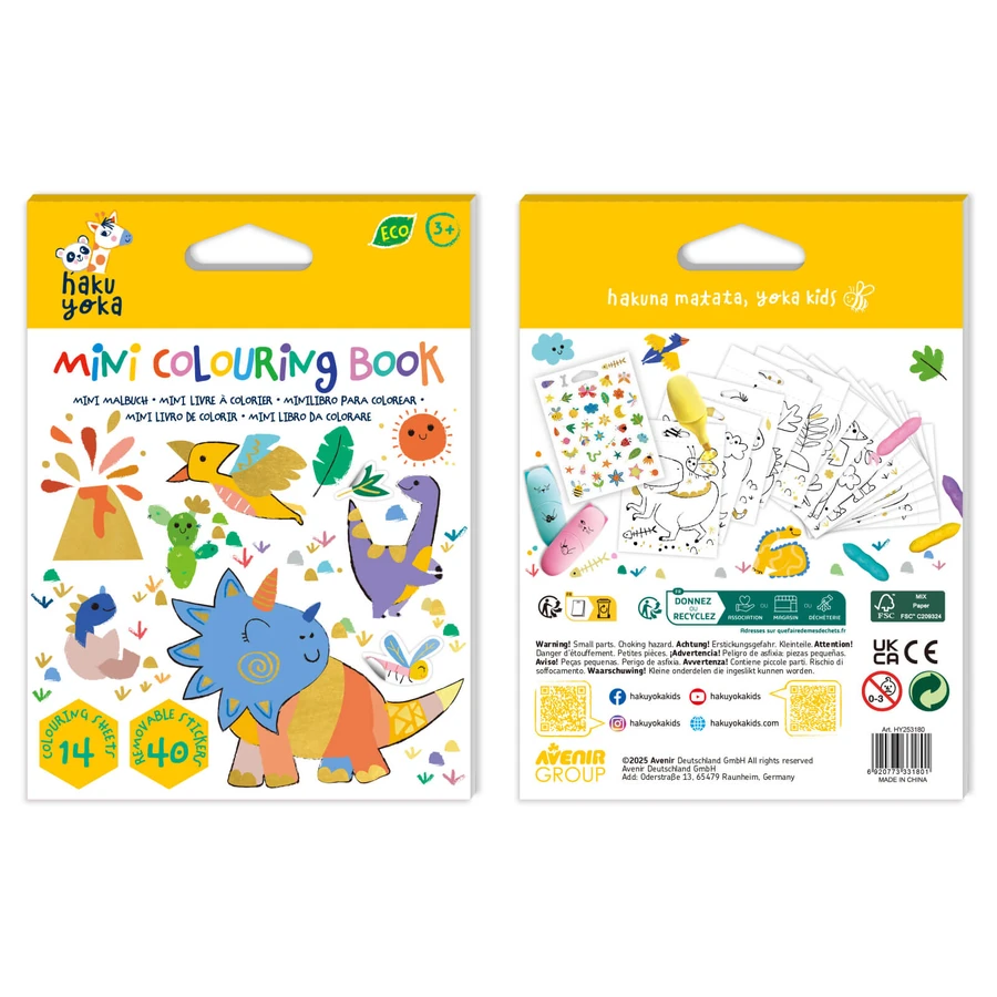 Mini Carte de Colorat Hakuyoka - Dinozauri