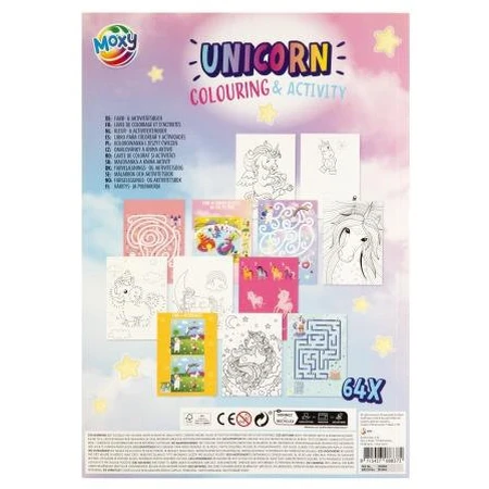 Carte cu activitati de colorat, unicorni, A4, 64 pag, Moxy
