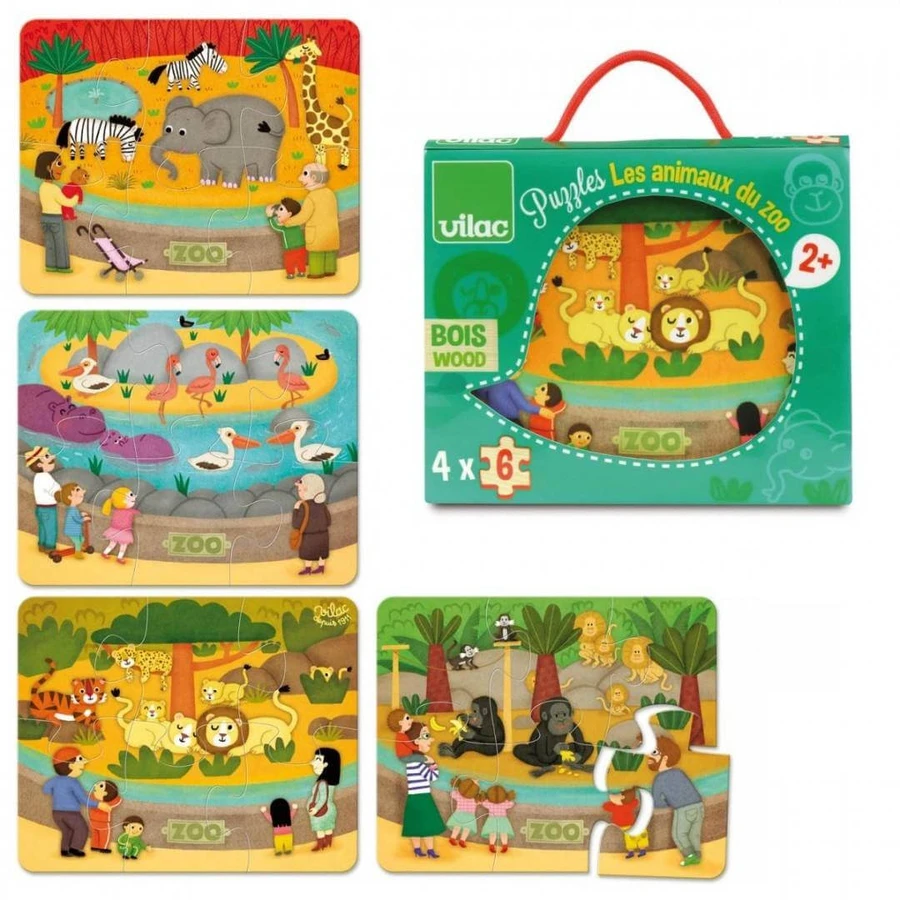 4 puzzle - animale de la ZOO 6 pcs