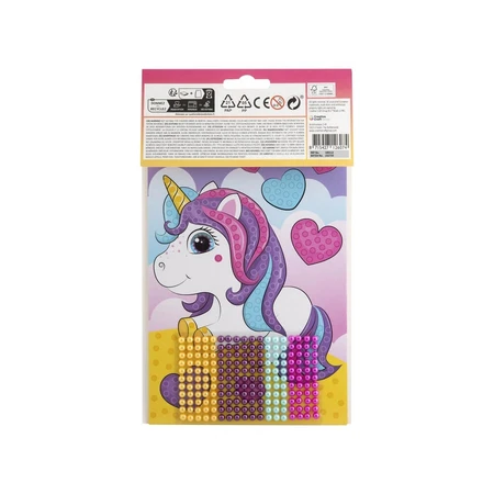 Set creativo, Mosaico con cuentas Peel and Stick, Bead Art, unicornio, A5