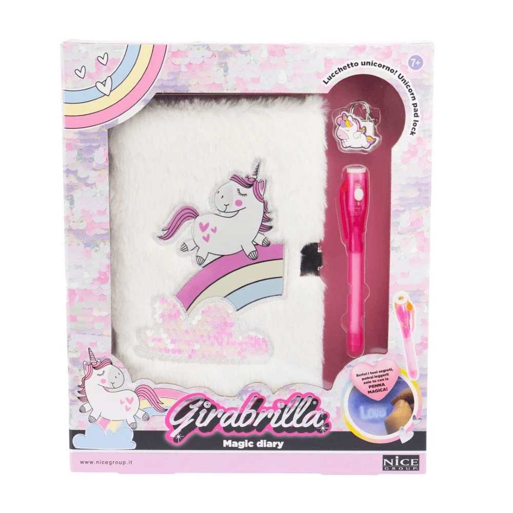 Girabrilla Secret Diary - Magic Unicorn - Stift mit unsichtbarer Tinte und Vorhängeschloss