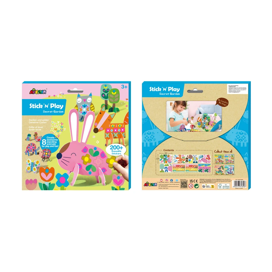 Gioco creativo Stick'N'Play con scene 3D e adesivi riposizionabili - Giardino segreto