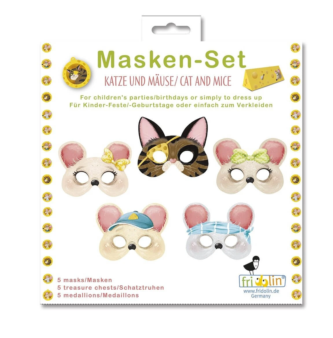 Party-Masken-Set "Die Katze und die Mäuse", Fridolin
