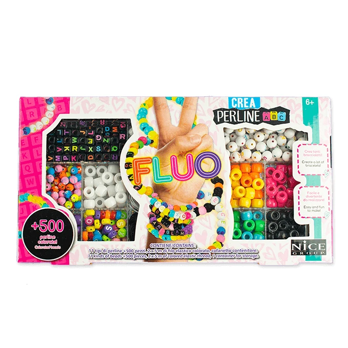 DIY-Kreativset - Halsketten und Armbänder mit fluoreszierenden Perlen, 500 Stück, ABC Beads