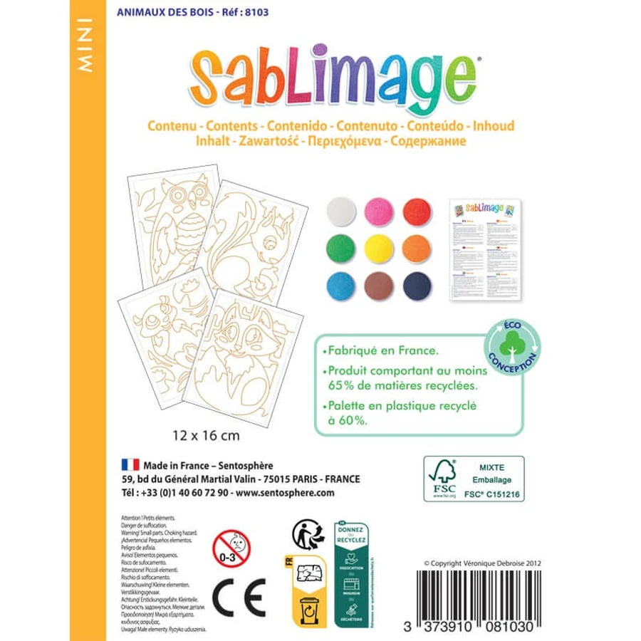 Kit de sable créatif - Mini Sablimage Animaux de la forêt - Sentosphère