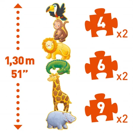 Gigantyczne puzzle z dzikimi zwierzętami Djeco: ceny i cechy