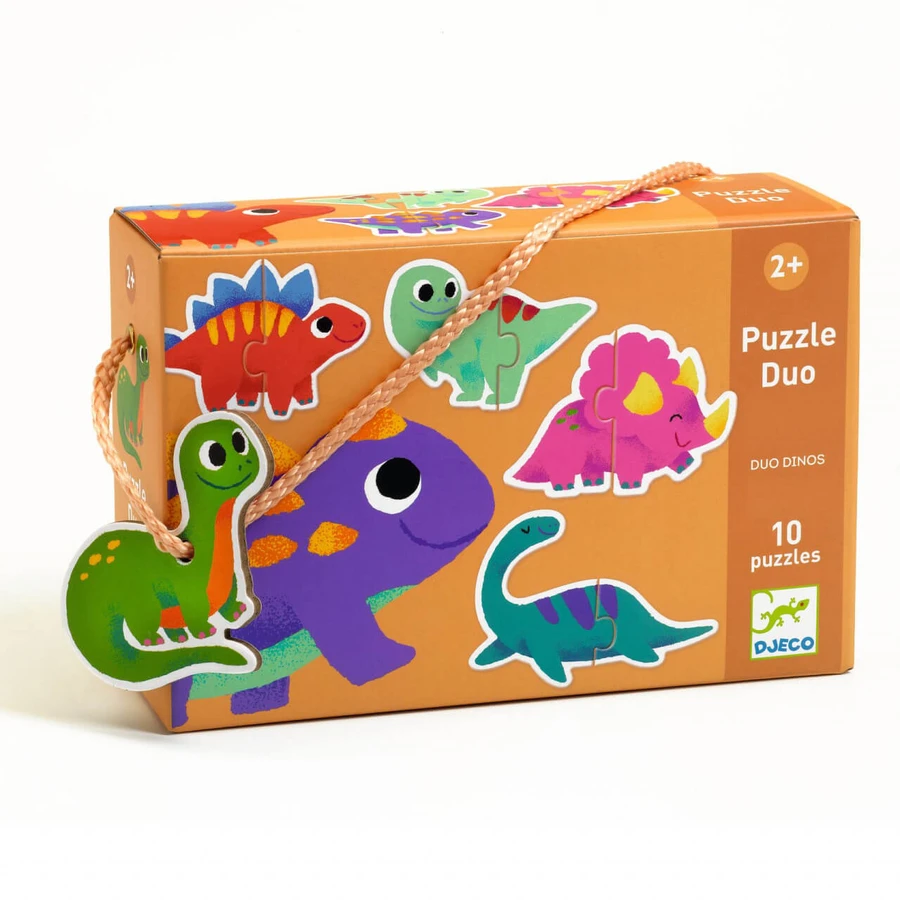 Puzzle w duecie Małe dinozaury, Djeco: ceny i cechy