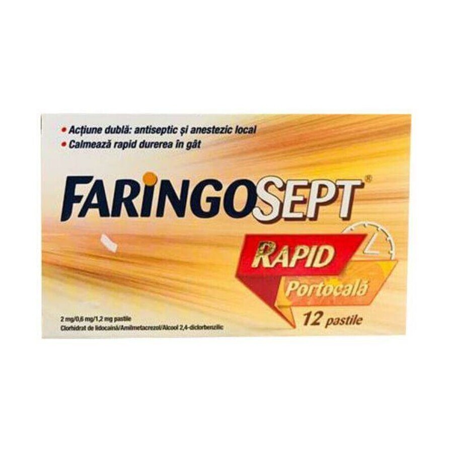 Faringosept rapid orange 2 mg / 0,6 mg / 1,2 mg x 12 Tabletten