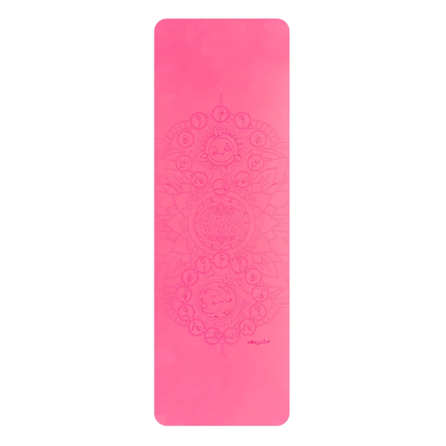 Yogamatte für Erwachsene, umweltfreundlich - Sonne und Mond, rosa