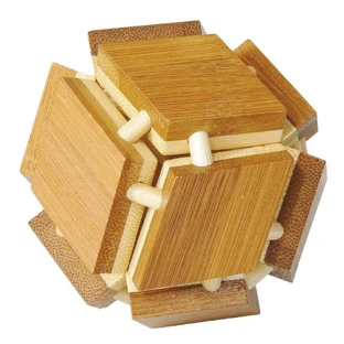 Gra logiczna IQ drewniane bambusowe pudełko 3D Magic Box