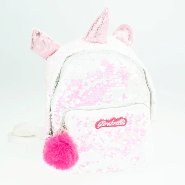 Girabrilla Mädchen-Rucksack - Einhorn mit Wendepailletten, verstellbaren Schulterriemen und Fronttasche