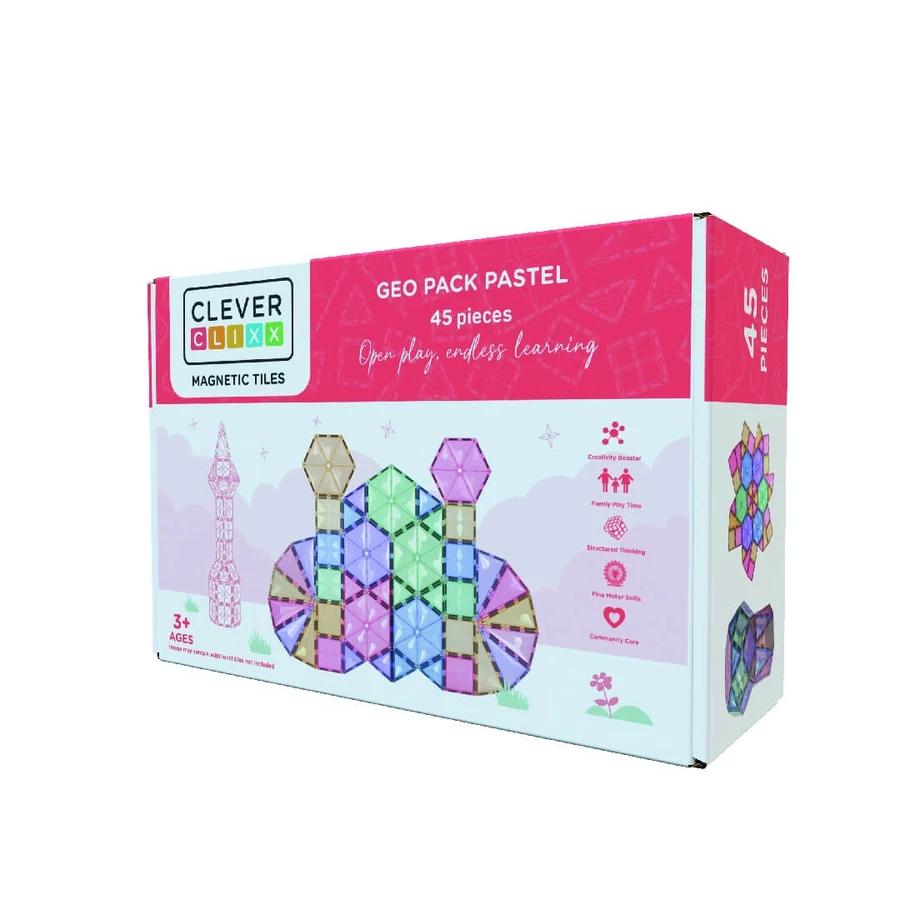 Juegos de construcción magnéticos Pastel 45 piezas, Cleverclixx