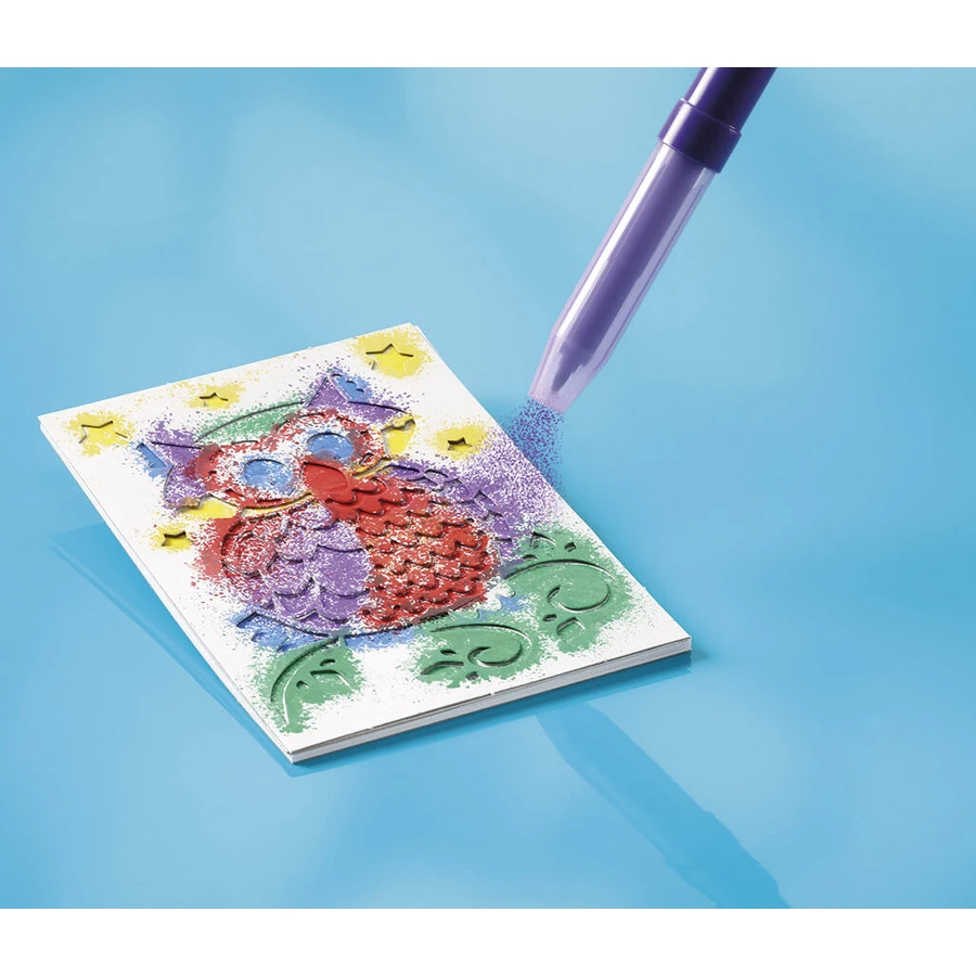 Set creativ de desenat cu sabloane si carioci spray