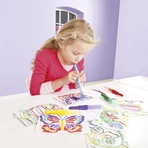 Set creativ de desenat cu sabloane si carioci spray
