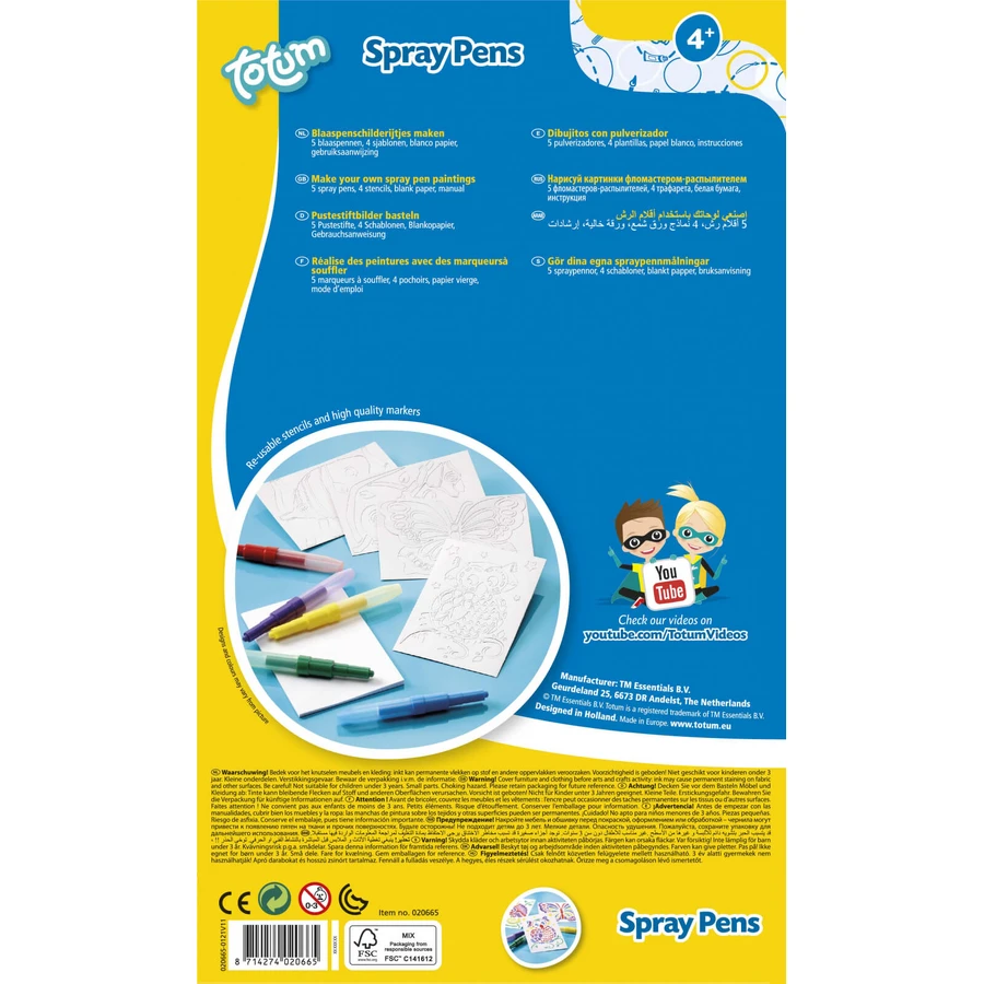 Set creativ de desenat cu sabloane si carioci spray