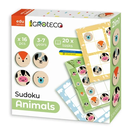 Hölzernes Logikspiel "Sudoku Tiere" 16 Stück