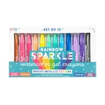 Metaliczne kredki akwarelowe Rainbow Sparkle z brokatem - zestaw 12 sztuk: ceny i cechy