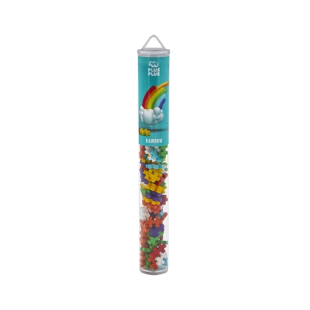 Plus-Plus construction set, 100 pieces tube, Rainbow Mix, rainbow colors