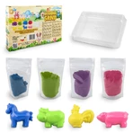 Set Nisip senzorial modelabil 4 culori cu accesorii - Ferma