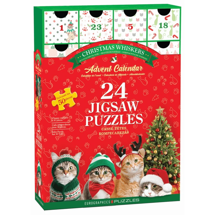 Calendario dell'Avvento Gatti, 24 puzzle, 50 pezzi