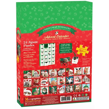 Calendario dell'Avvento Gatti, 24 puzzle, 50 pezzi