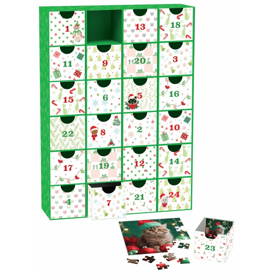 Calendario dell'Avvento Gatti, 24 puzzle, 50 pezzi