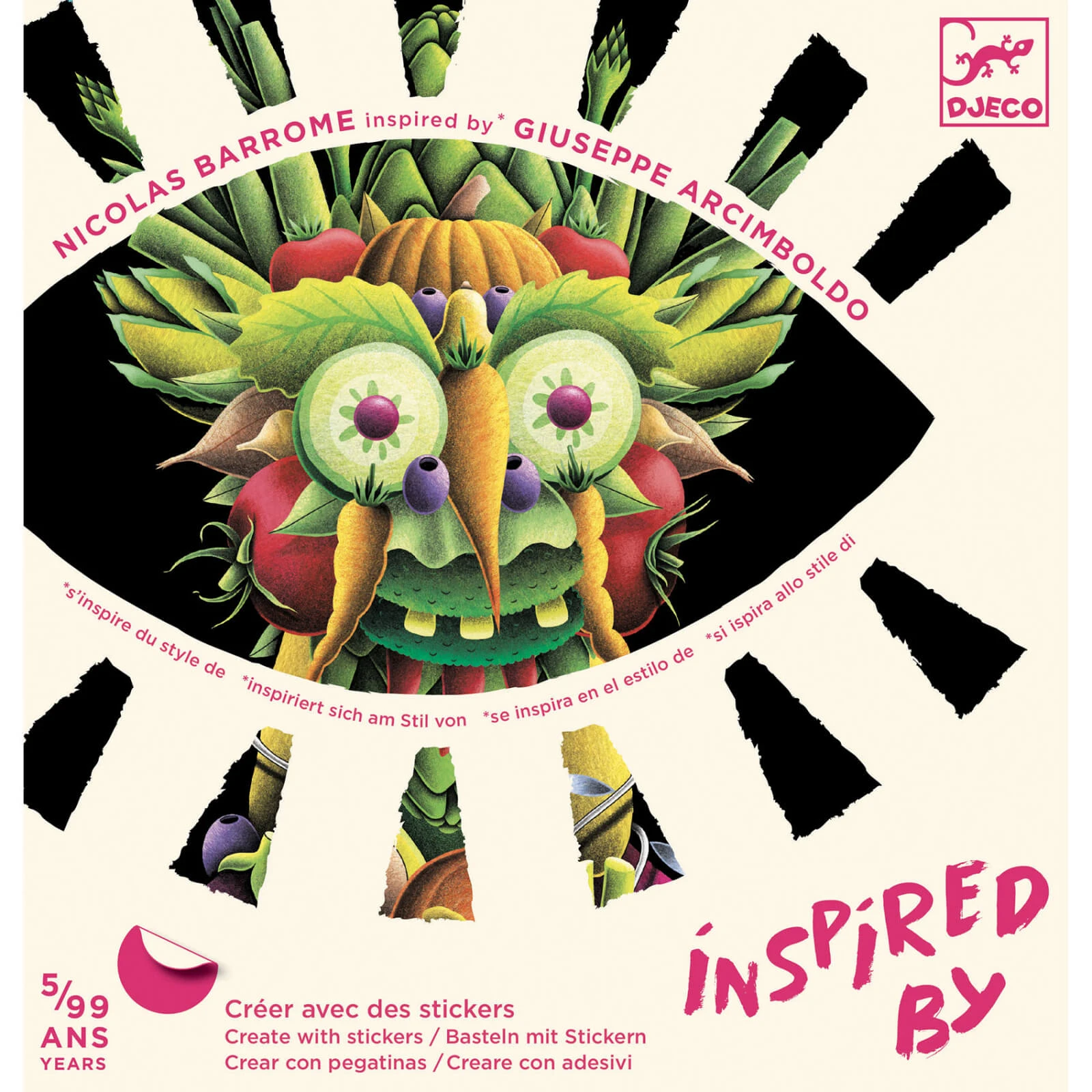 Inspiriert von Arcimboldo, Obst und Gemüse Aufkleber, Djeco