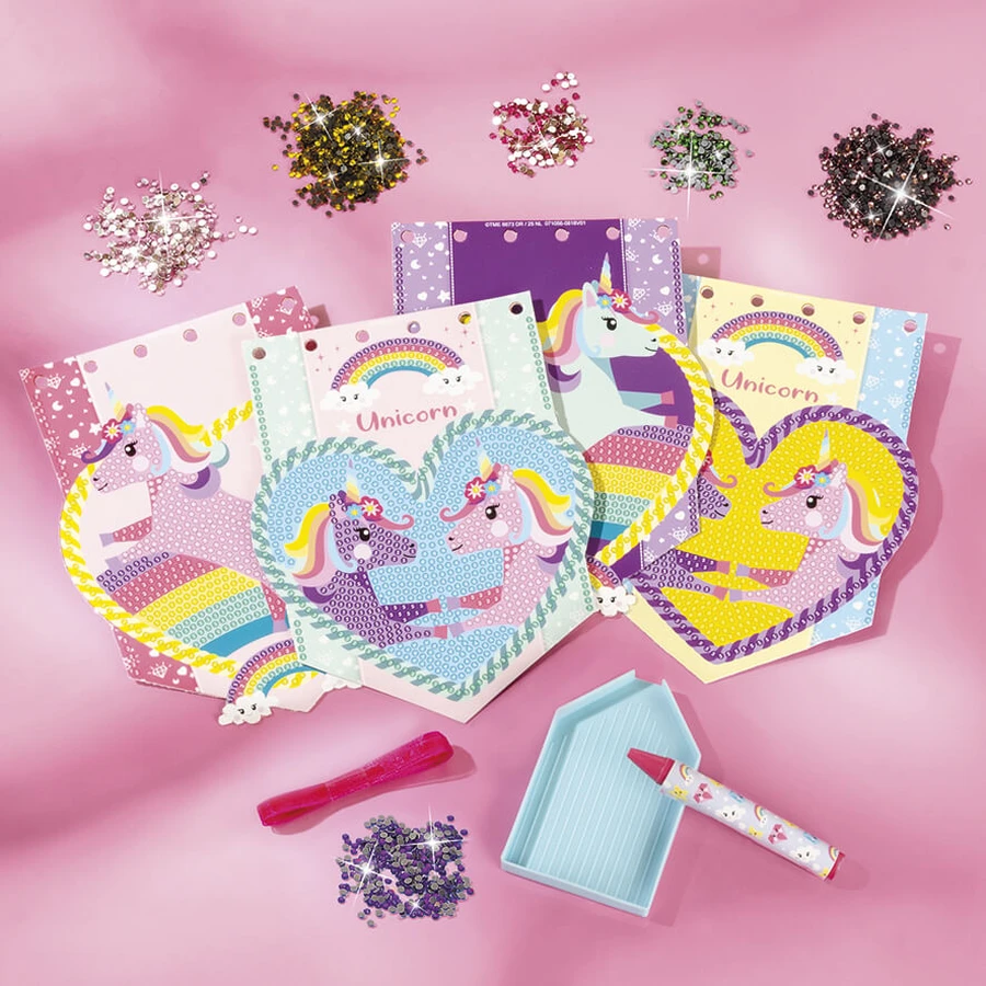 Set creativ DIY cu diamante - unicorni cu slipici