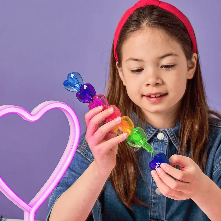 Markere intercalabile Inimioare - set 6 culori neon - Heart