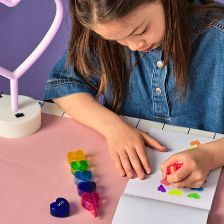 Markere intercalabile Inimioare - set 6 culori neon - Heart