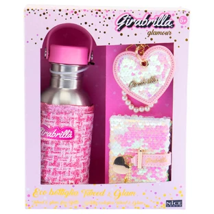 Set de botella de agua Tweed Girabrilla Tweed - botella con bolsa de tweed, llavero de moda y mini diario de lentejuelas