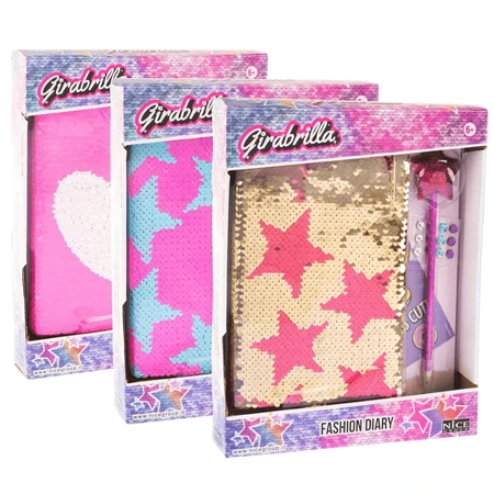 Jurnal Fashion Girabrilla – set jurnal cu paiete reversibile și pix