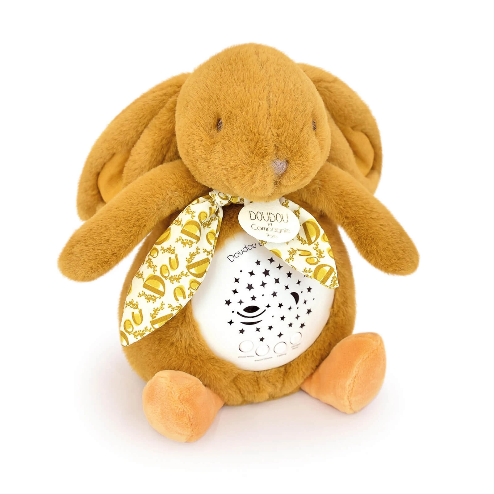 Musikkerze mit Projektion, flauschiges Häschen, 19 cm, beige