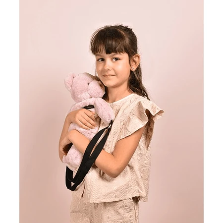 Ursulet din plus - geanta crossbody adorabila, 30 cm, Roz pudra