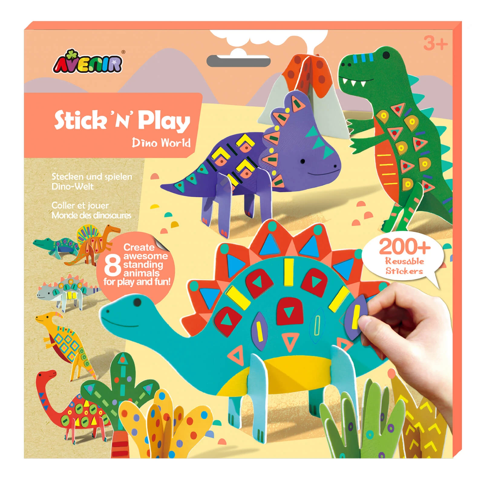 Stick'N'Play Kreativspiel mit 3D-Szenen und neu positionierbaren Aufklebern - Dinosaur World