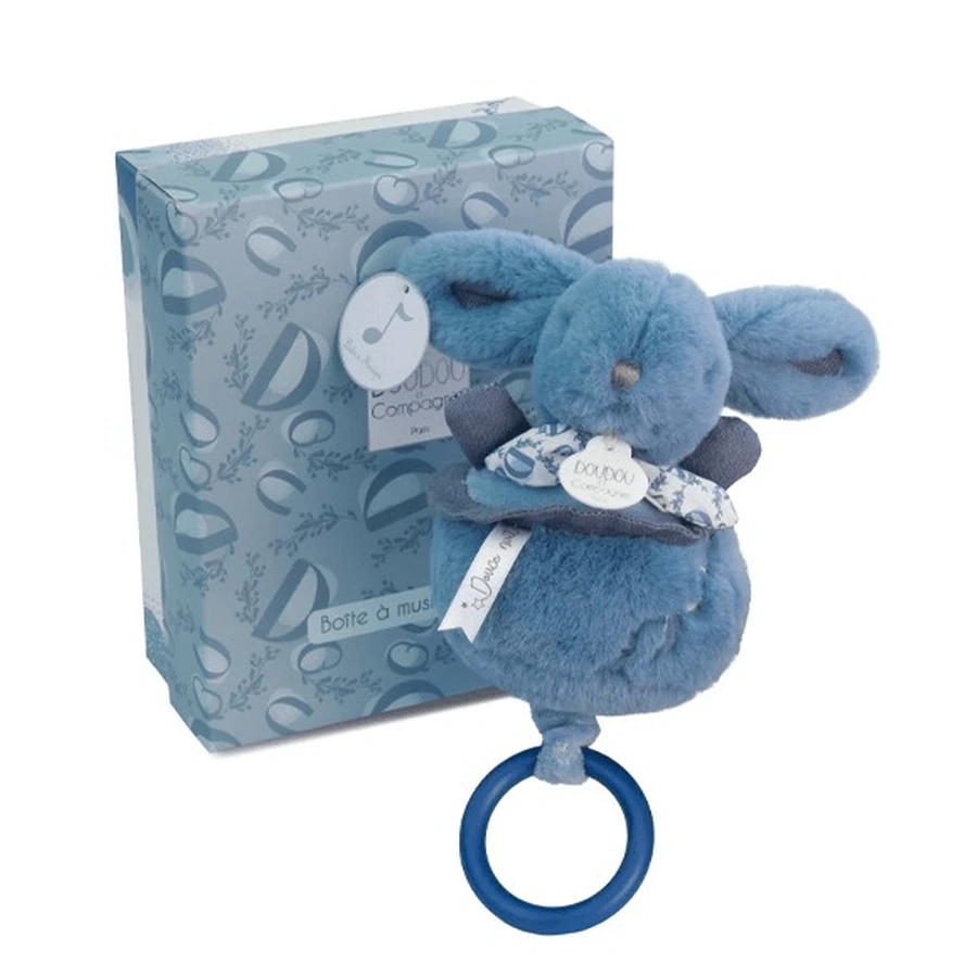 Conejito musical Doudou® - azul, 20 cm