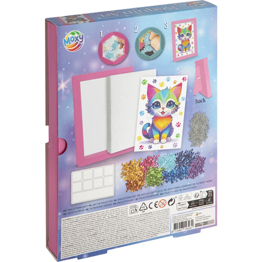 Set creativ DIY, Tablou cu paiete, pisicuta