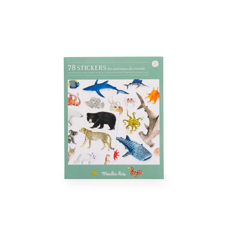 Repositionable stickers Animals of the World, Moulin Roty