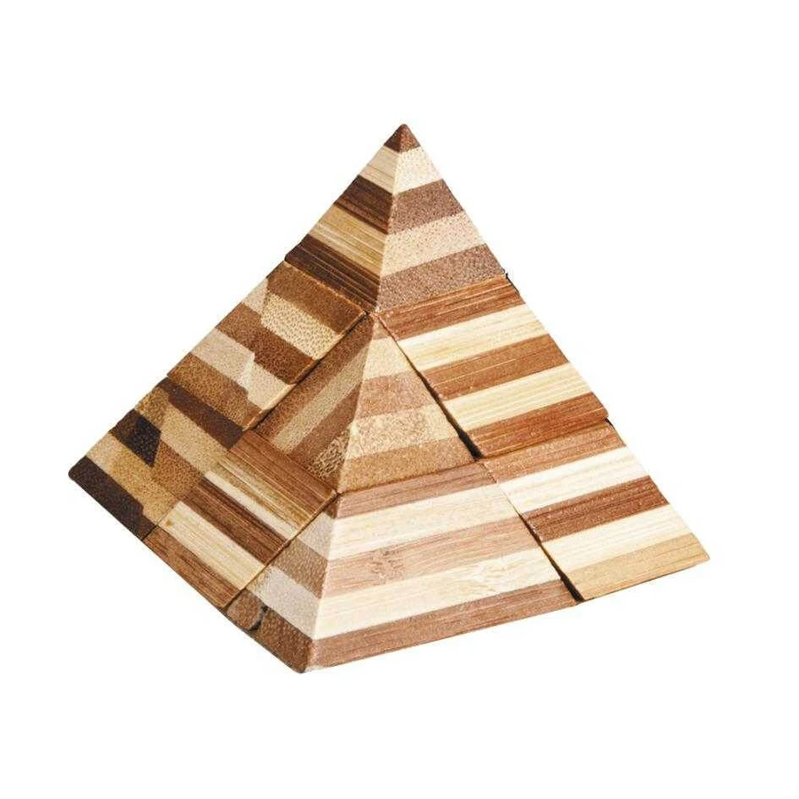 Jeu de logique QI Pyramide 3D en bois de bambou